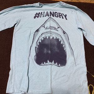COPY - Light Blue #Hangry Shark Picture Long Sleeve Shirt Kids Size 16